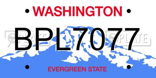 BPL7077 Washington License Plate