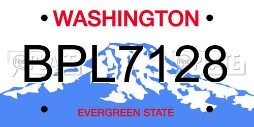 BPL7128 Washington License Plate