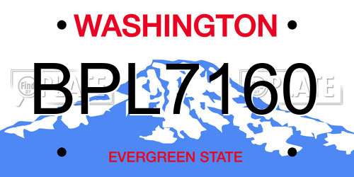 BPL7160 Washington License Plate