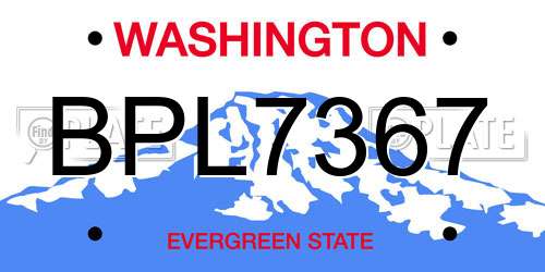 BPL7367 Washington License Plate