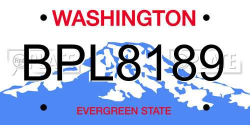 BPL8189 Washington License Plate