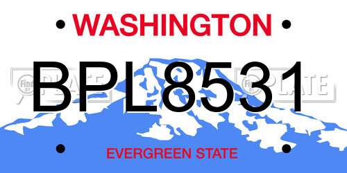 BPL8531 Washington License Plate