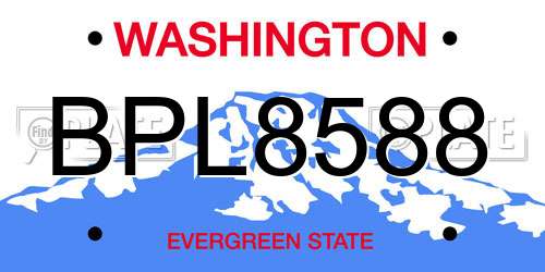 BPL8588 Washington License Plate