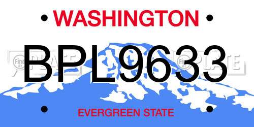 BPL9633 Washington License Plate
