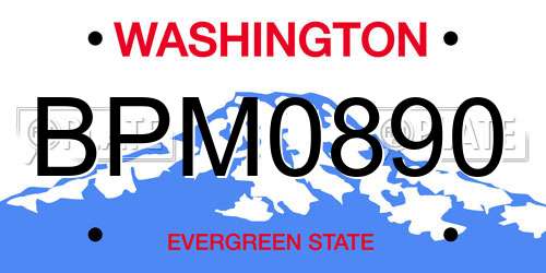BPM0890 Washington License Plate