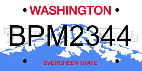 BPM2344 Washington License Plate