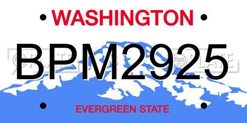 BPM2925 Washington License Plate