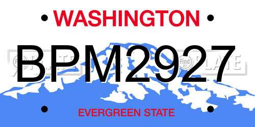 BPM2927 Washington License Plate