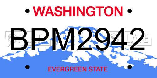 BPM2942 Washington License Plate
