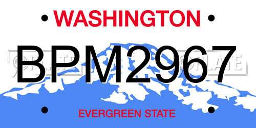 BPM2967 Washington License Plate
