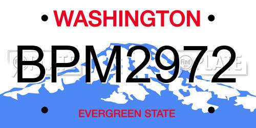 BPM2972 Washington License Plate