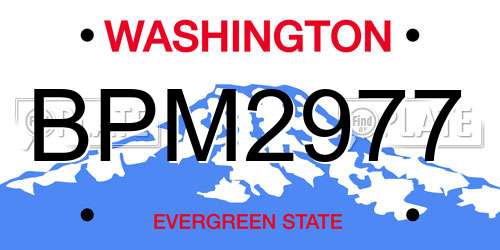 BPM2977 Washington License Plate