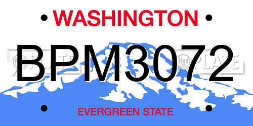 BPM3072 Washington License Plate