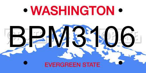 BPM3106 Washington License Plate