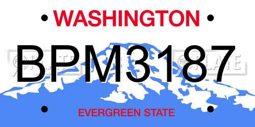 BPM3187 Washington License Plate