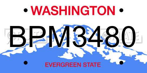 BPM3480 Washington License Plate