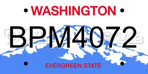 BPM4072 Washington License Plate