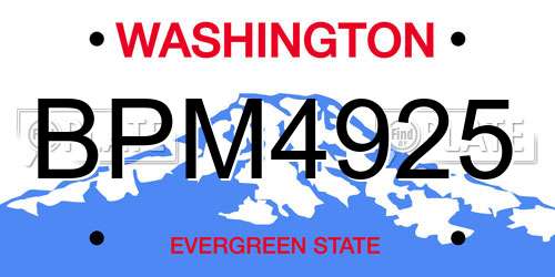 BPM4925 Washington License Plate