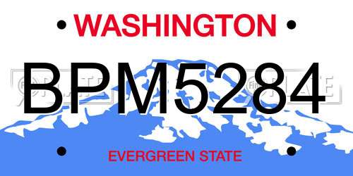 BPM5284 Washington License Plate