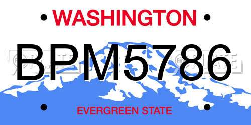 BPM5786 Washington License Plate