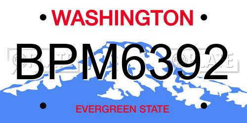 BPM6392 Washington License Plate
