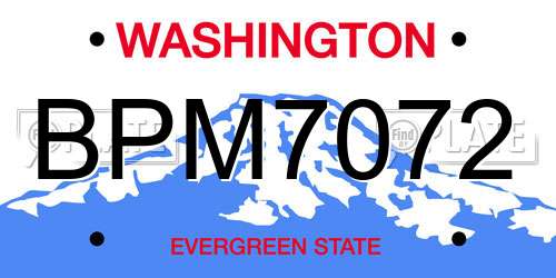 BPM7072 Washington License Plate