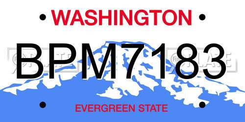 BPM7183 Washington License Plate