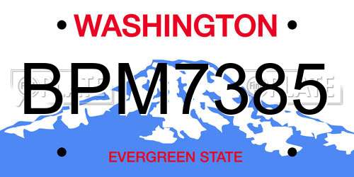 BPM7385 Washington License Plate