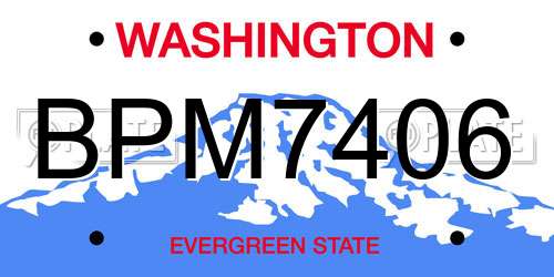 BPM7406 Washington License Plate