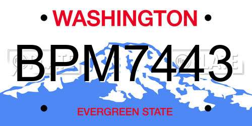 BPM7443 Washington License Plate