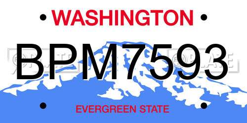 BPM7593 Washington License Plate