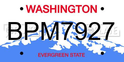 BPM7927 Washington License Plate