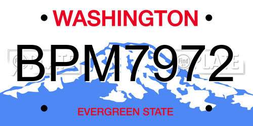 BPM7972 Washington License Plate