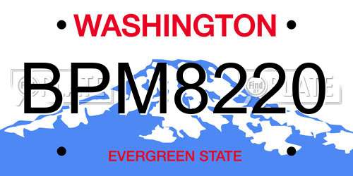 BPM8220 Washington License Plate