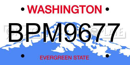 BPM9677 Washington License Plate