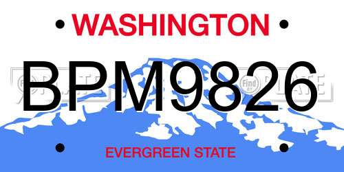 BPM9826 Washington License Plate