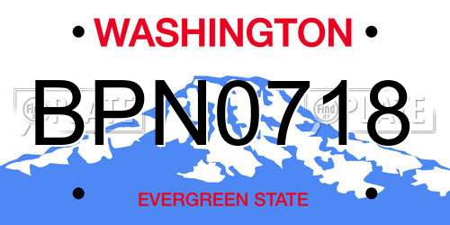 BPN0718 Washington License Plate