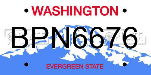 BPN6676 Washington License Plate