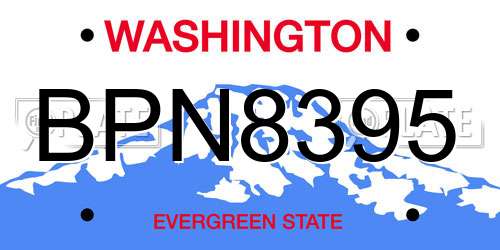 BPN8395 Washington License Plate