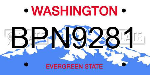 BPN9281 Washington License Plate