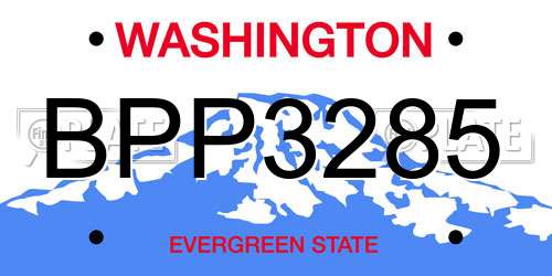 BPP3285 Washington License Plate