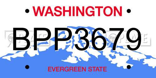 BPP3679 Washington License Plate