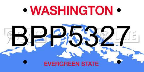 BPP5327 Washington License Plate