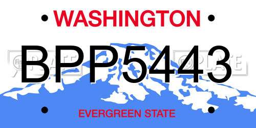 BPP5443 Washington License Plate