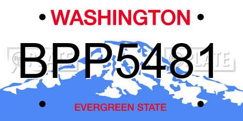BPP5481 Washington License Plate