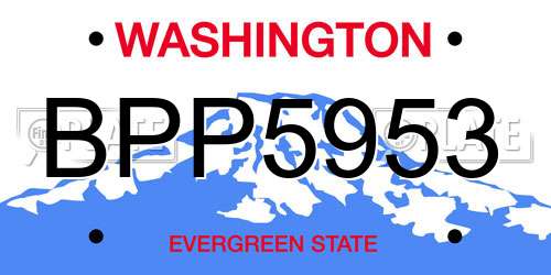 BPP5953 Washington License Plate