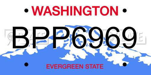 BPP6969 Washington License Plate