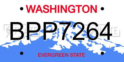 BPP7264 Washington License Plate