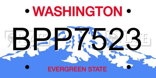 BPP7523 Washington License Plate