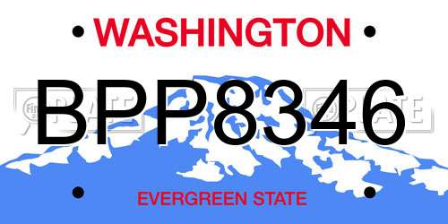 BPP8346 Washington License Plate